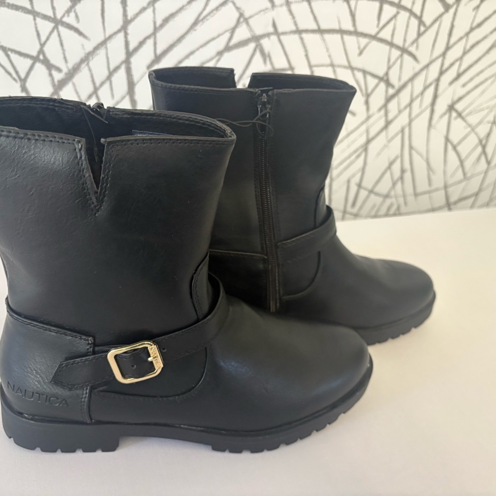 Nautica Black Moto Boots with Gold Buckle - Picture 8 of 8